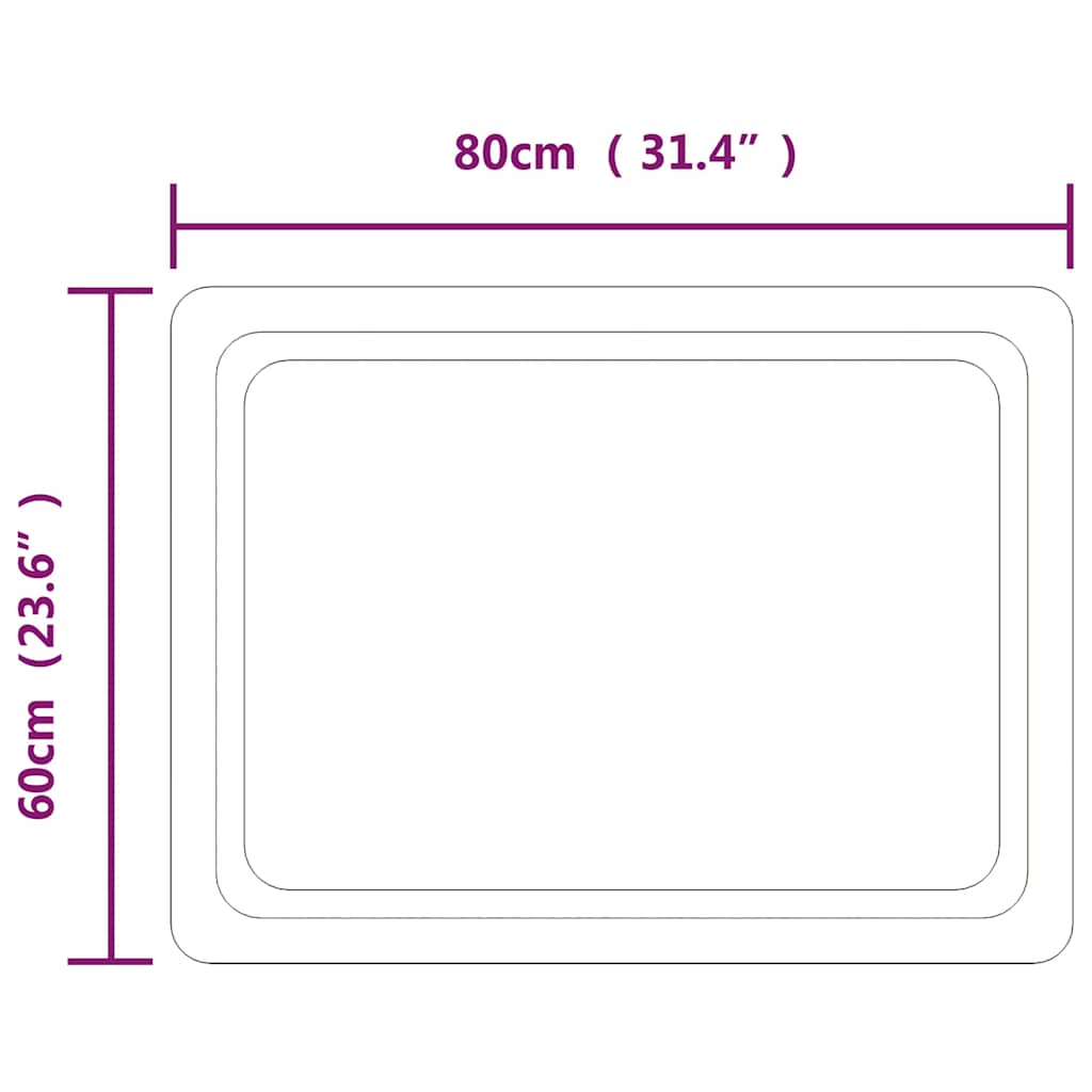 Bathroom LED Mirror, 80x60cm