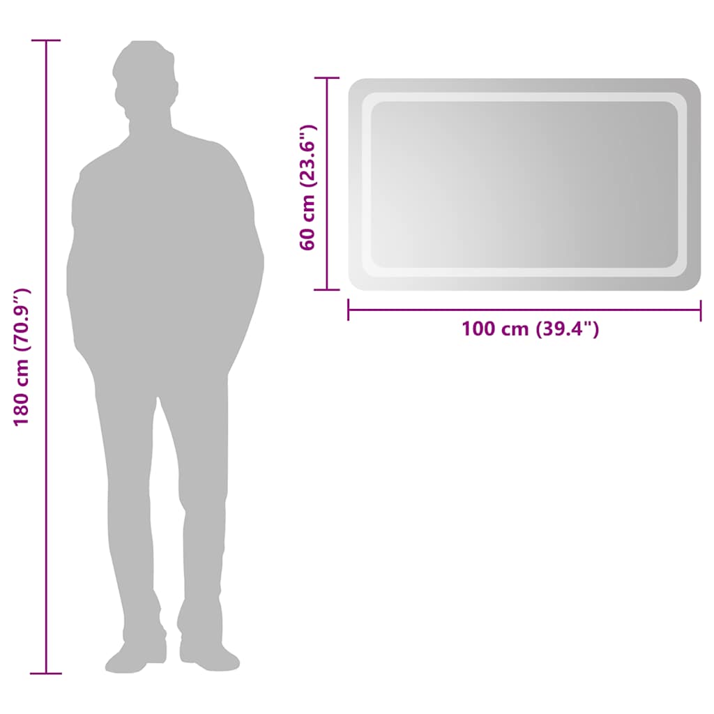Bathroom LED mirror, 100x60cm