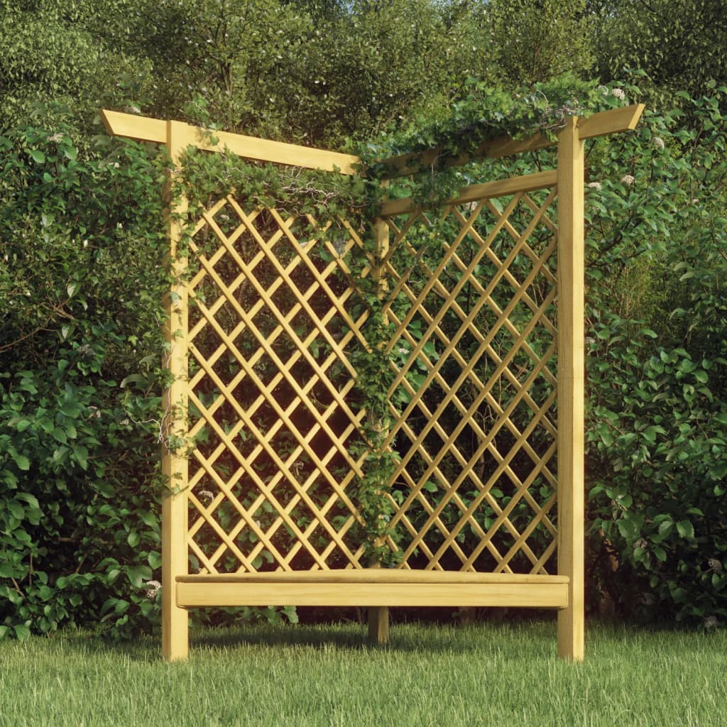 Stūra pergola ar soliņu, 166x81x174cm, impregnēta priede