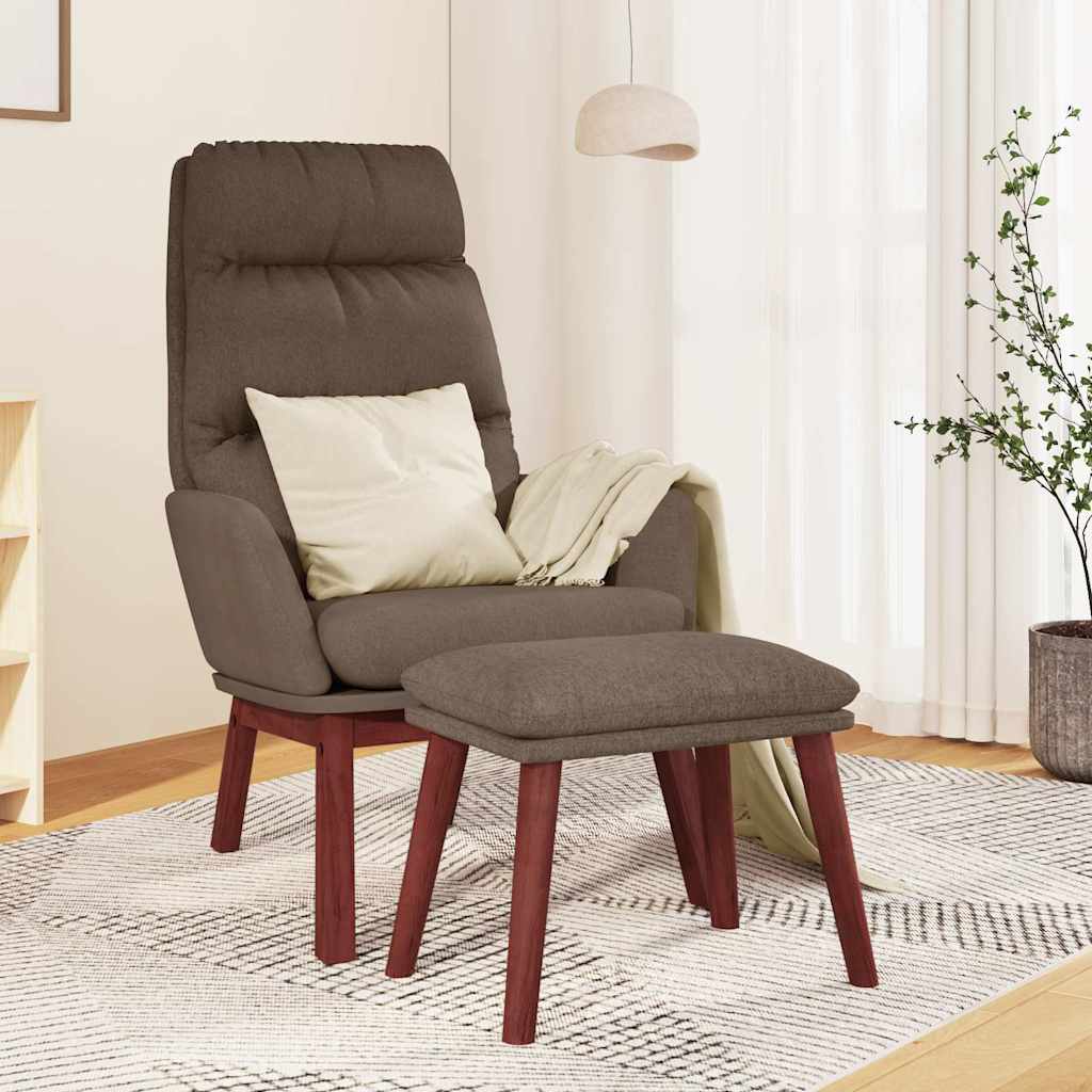 Poilsio kėdė su taburete, taupe spalvos, audinys