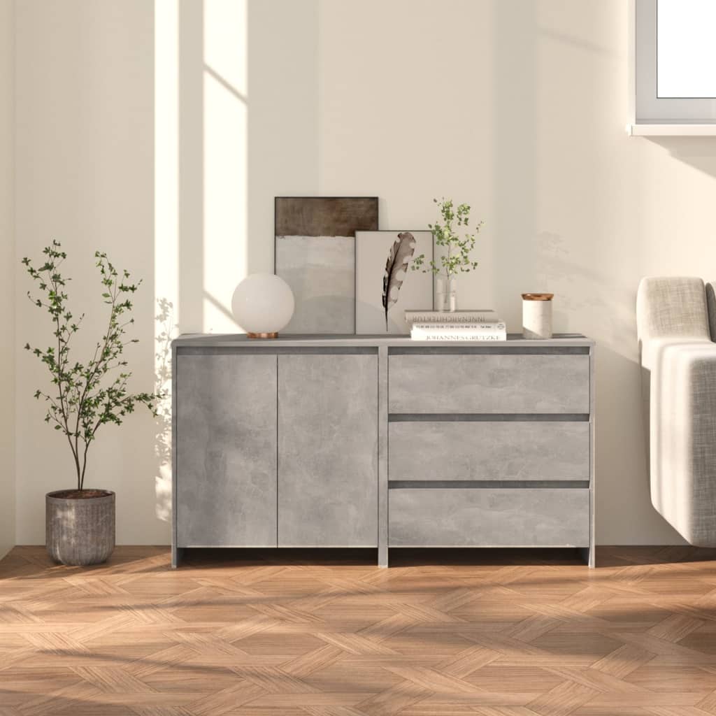 Side cabinet, 2-piece, concrete grey, engineered wood