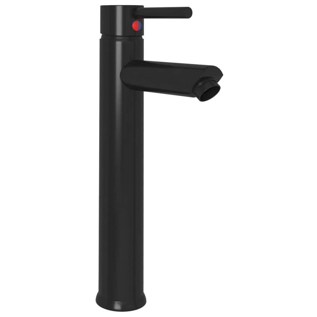 Bathroom sink with faucet and valve, black, glass