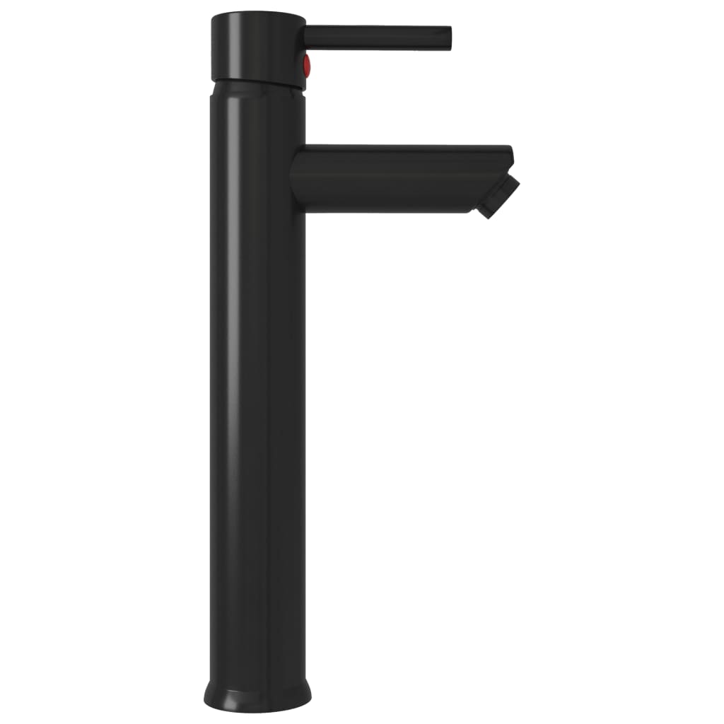 Bathroom sink with faucet and valve, black, glass