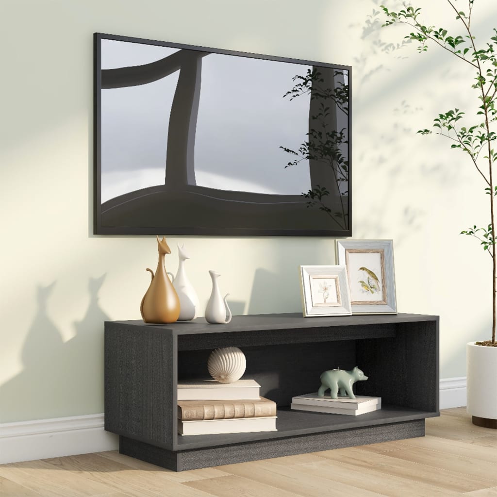 TV cabinet, grey, 90x35x35cm, solid pine