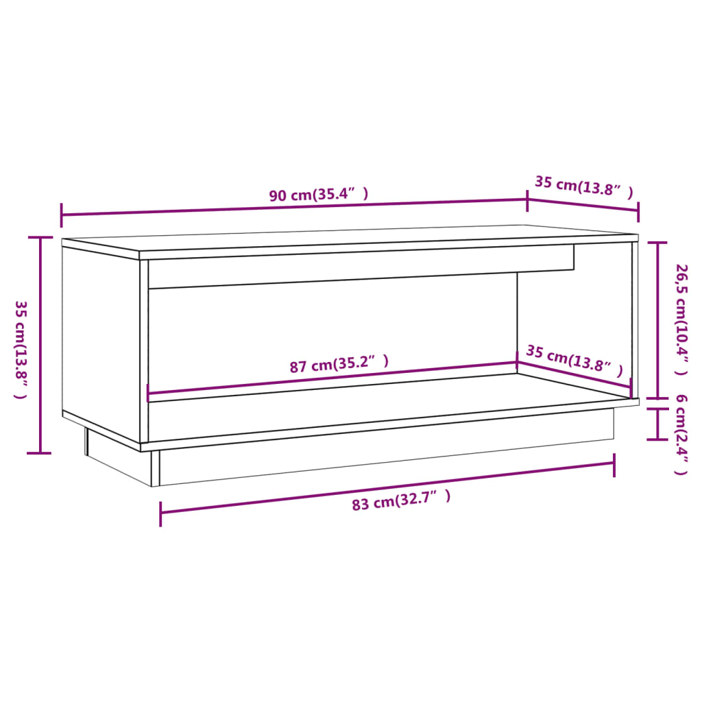TV cabinet, grey, 90x35x35cm, solid pine