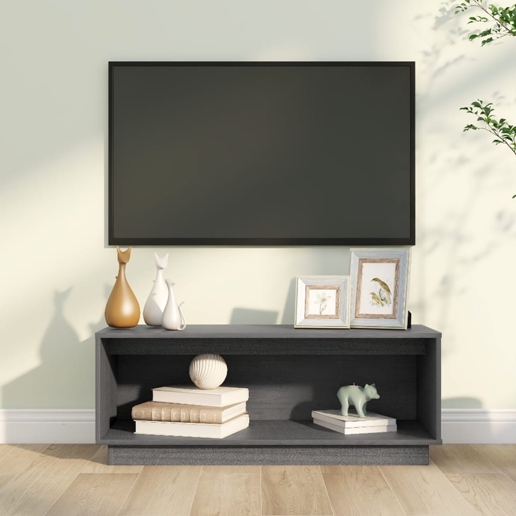 TV cabinet, grey, 90x35x35cm, solid pine
