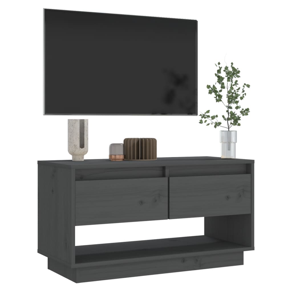 TV cabinet, gray, 74x34x40cm, solid pine