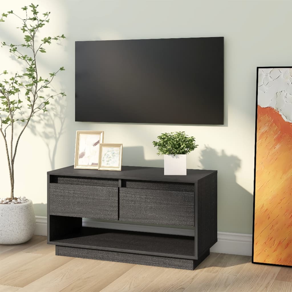 TV cabinet, gray, 74x34x40cm, solid pine