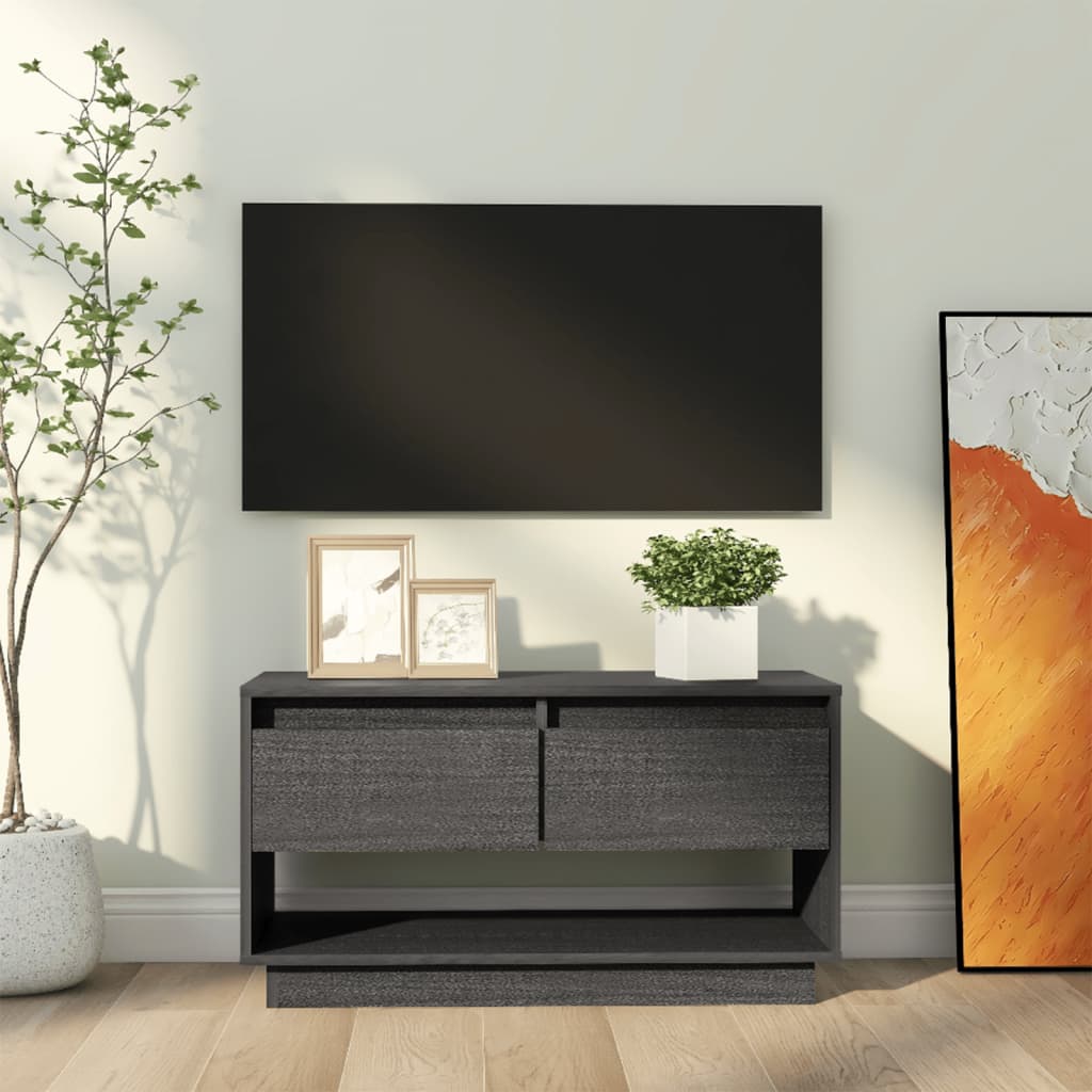 TV cabinet, gray, 74x34x40cm, solid pine