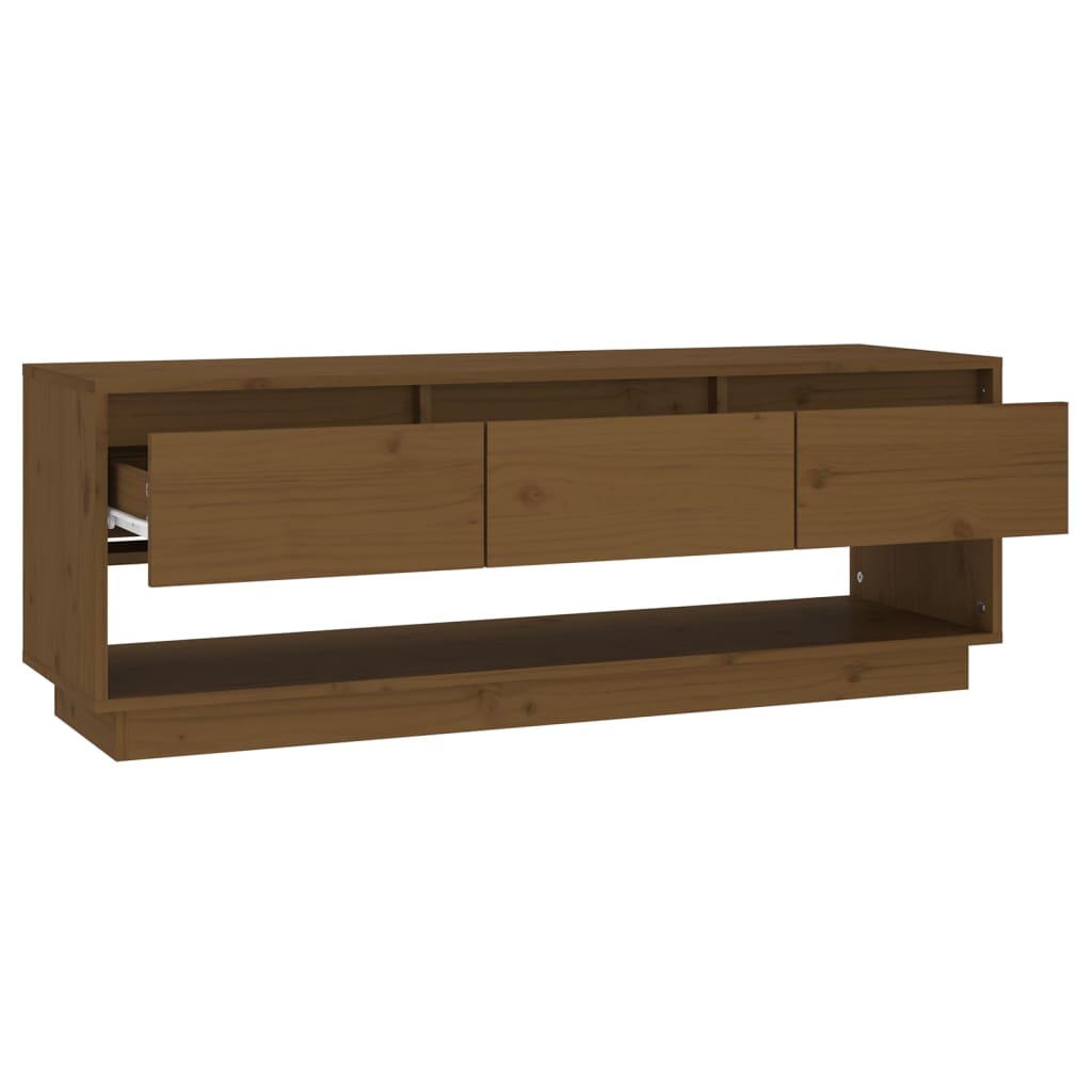 TV cabinet, honey brown, 110.5x34x40cm, pine