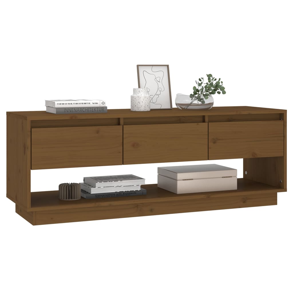 TV cabinet, honey brown, 110.5x34x40cm, pine