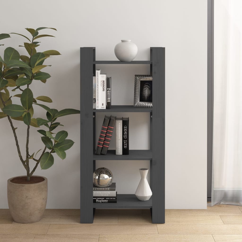 Grāmatu plaukts/istabas sadalītājs, pelēks, 60x35x125cm, koks