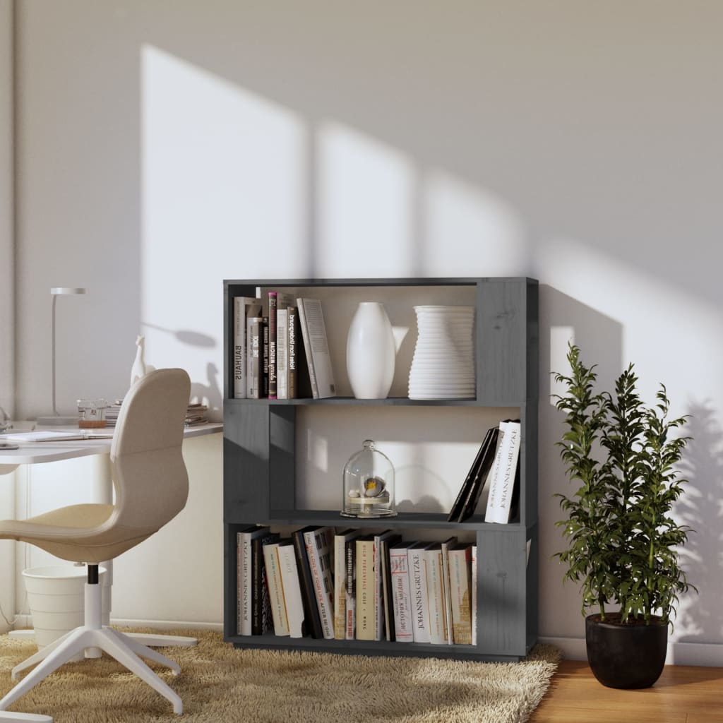 Bookcase/room divider, grey, 80x25x101cm, pine