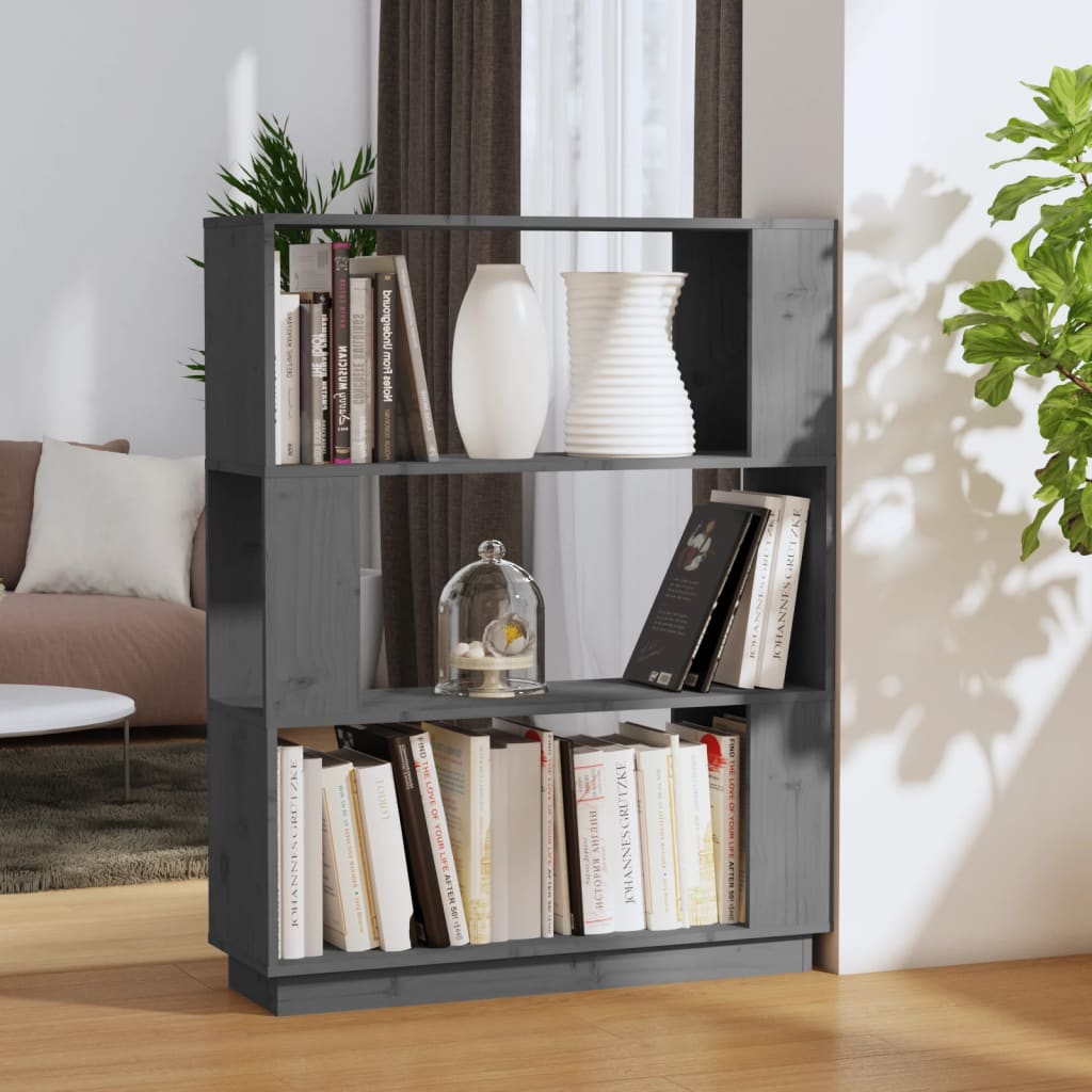 Bookcase/room divider, grey, 80x25x101cm, pine