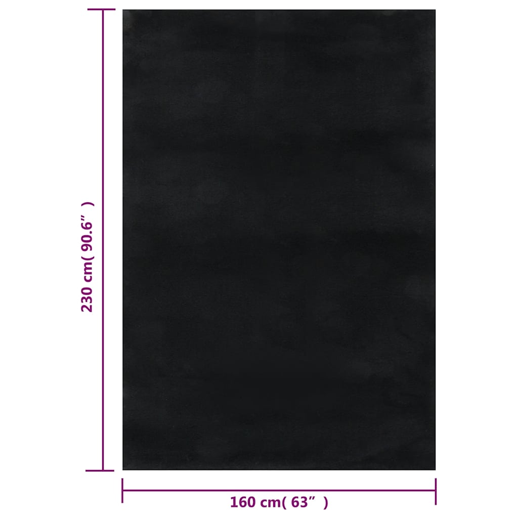 Carpet, black, 160x230cm, washable, short pile