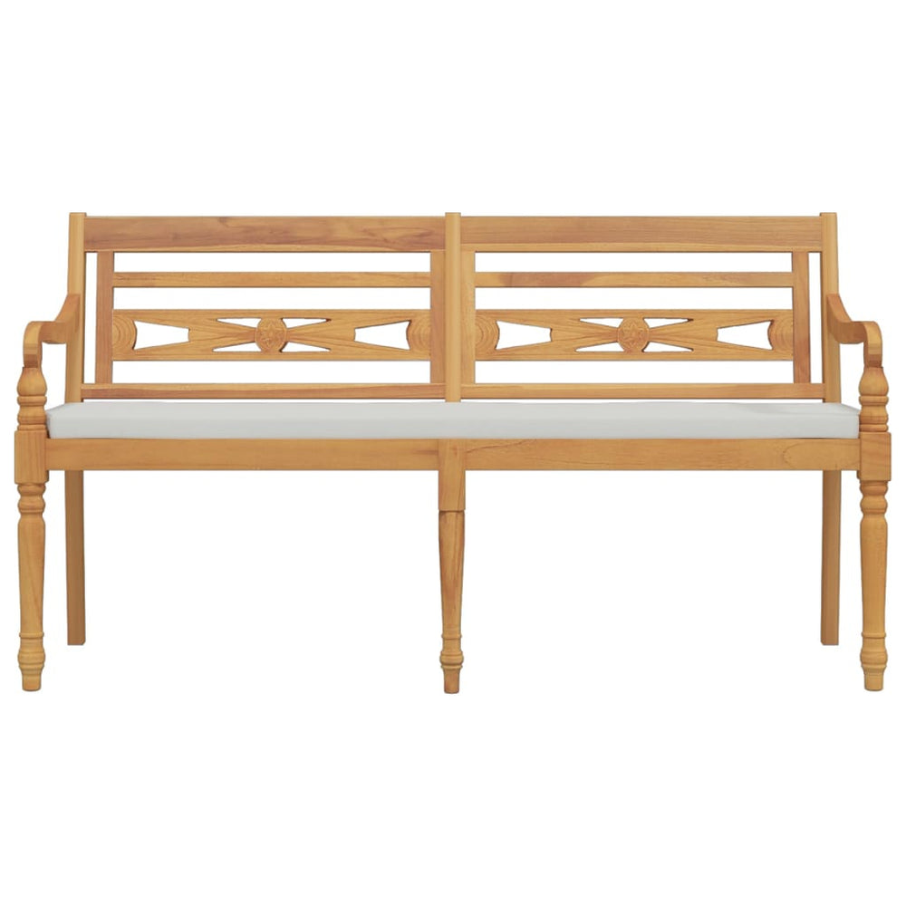 Batavia bench with cushion, 150cm, solid teak wood
