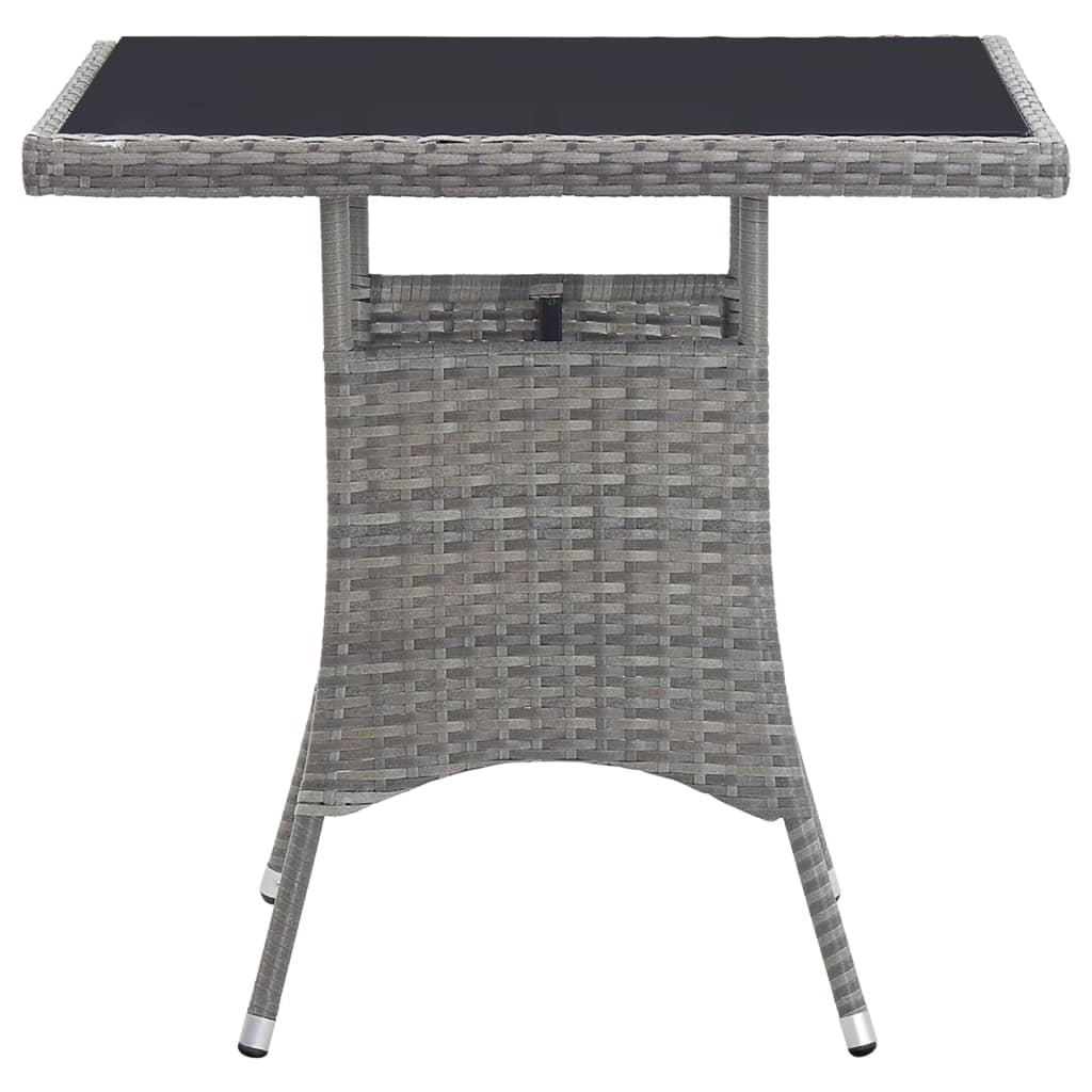 Sodo stalas, pilkos spalvos, 80x80x74cm, poliratanas