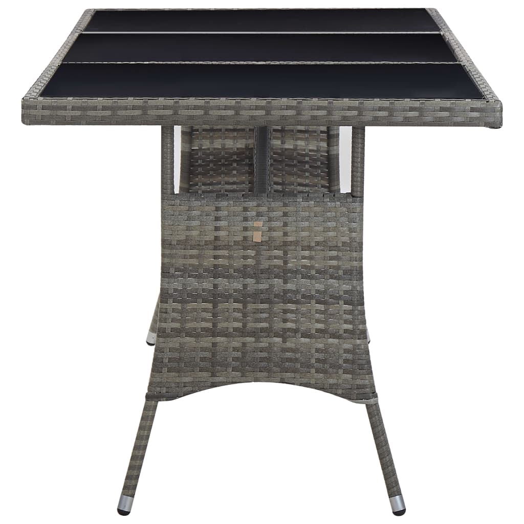 Sodo stalas, pilkos spalvos, 170x80x74cm, poliratanas