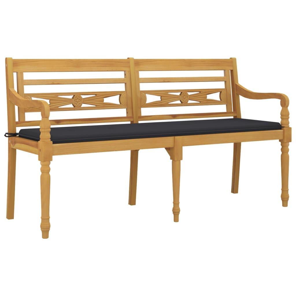 Batavia bench with anthracite cushion, 150cm, teak