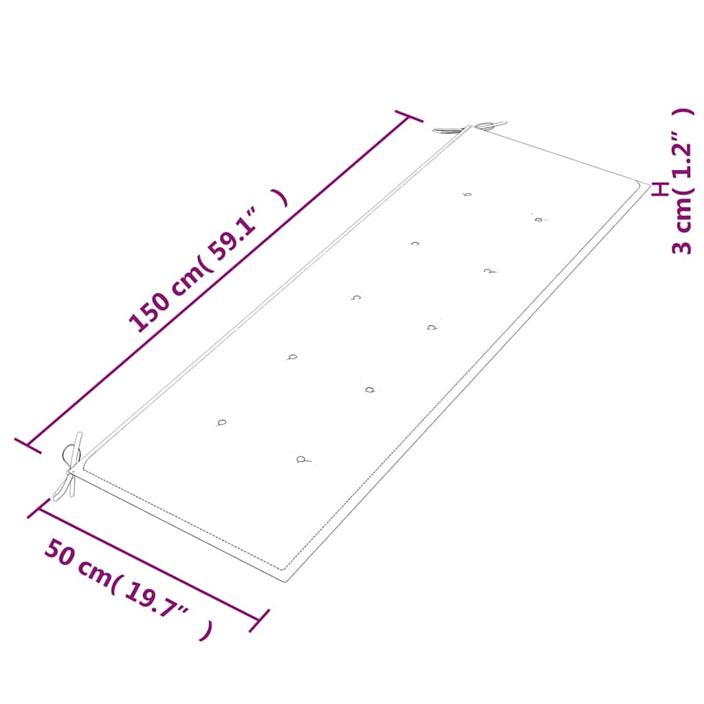Batavia suoliukas su žalia pagalvėle, 150cm, tikmedžio masyvas