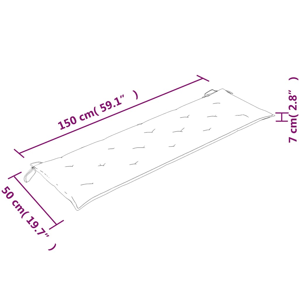 Batavia suoliukas su pilka pagalvėle, 150cm, tikmedžio mediena
