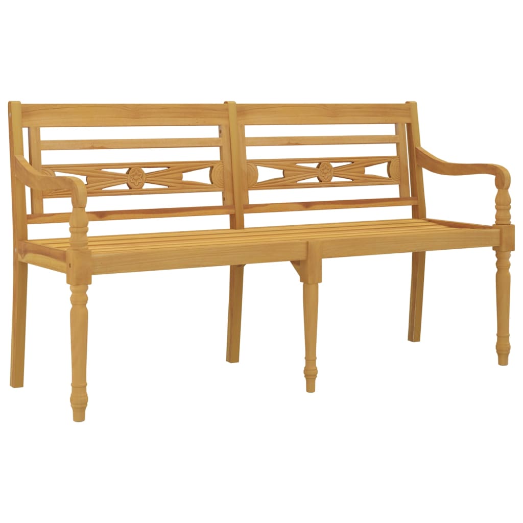 Batavia bench with green cushion, 150cm, solid teak wood