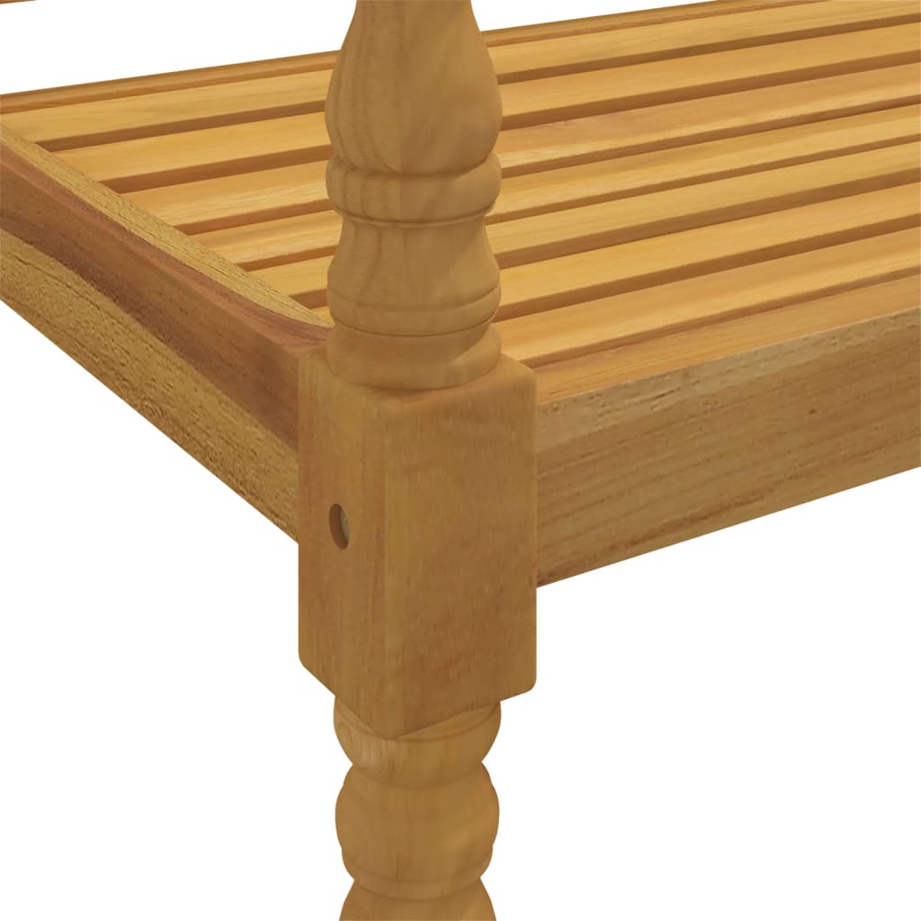 Batavia bench with green cushion, 150cm, solid teak wood