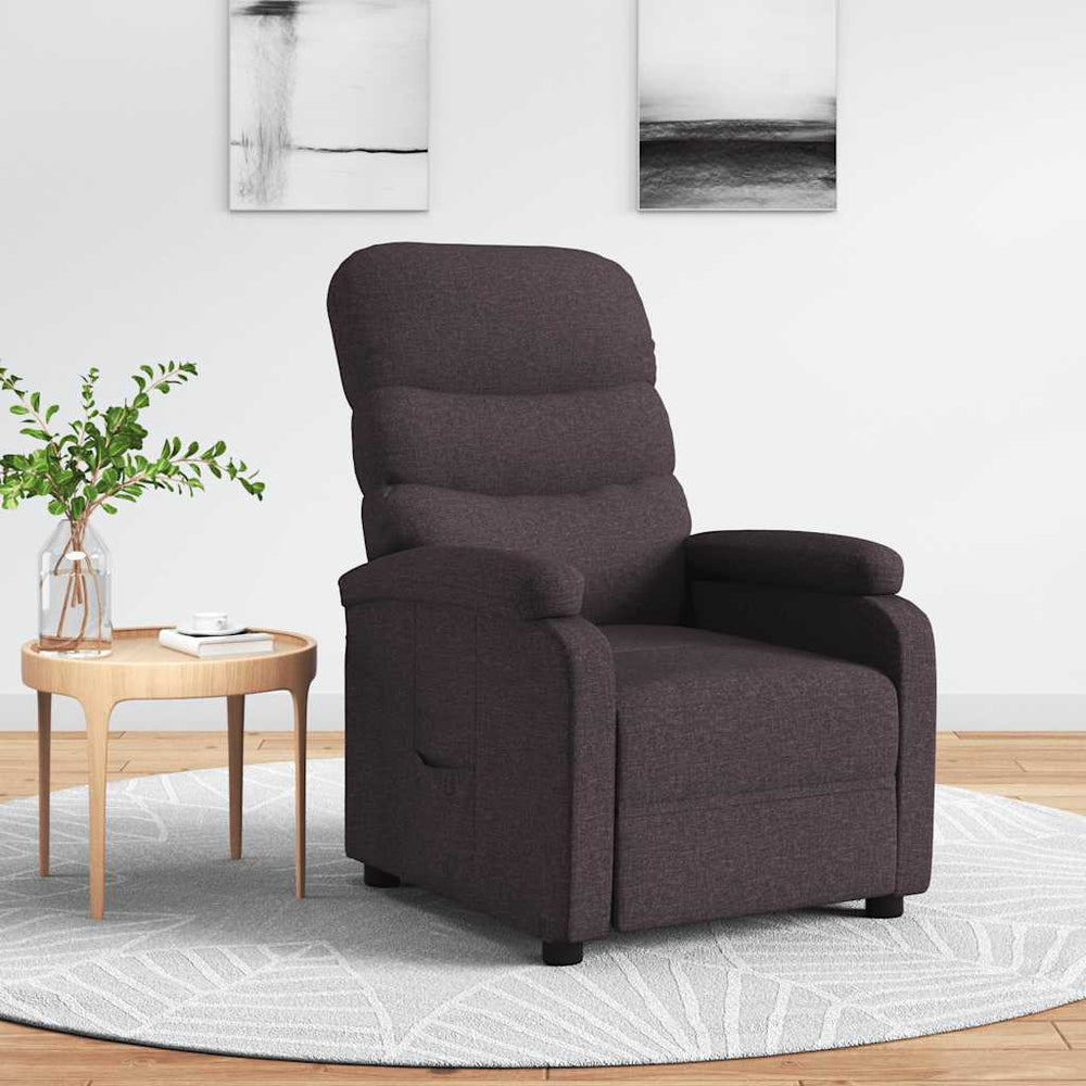 Recliner, dark brown, fabric