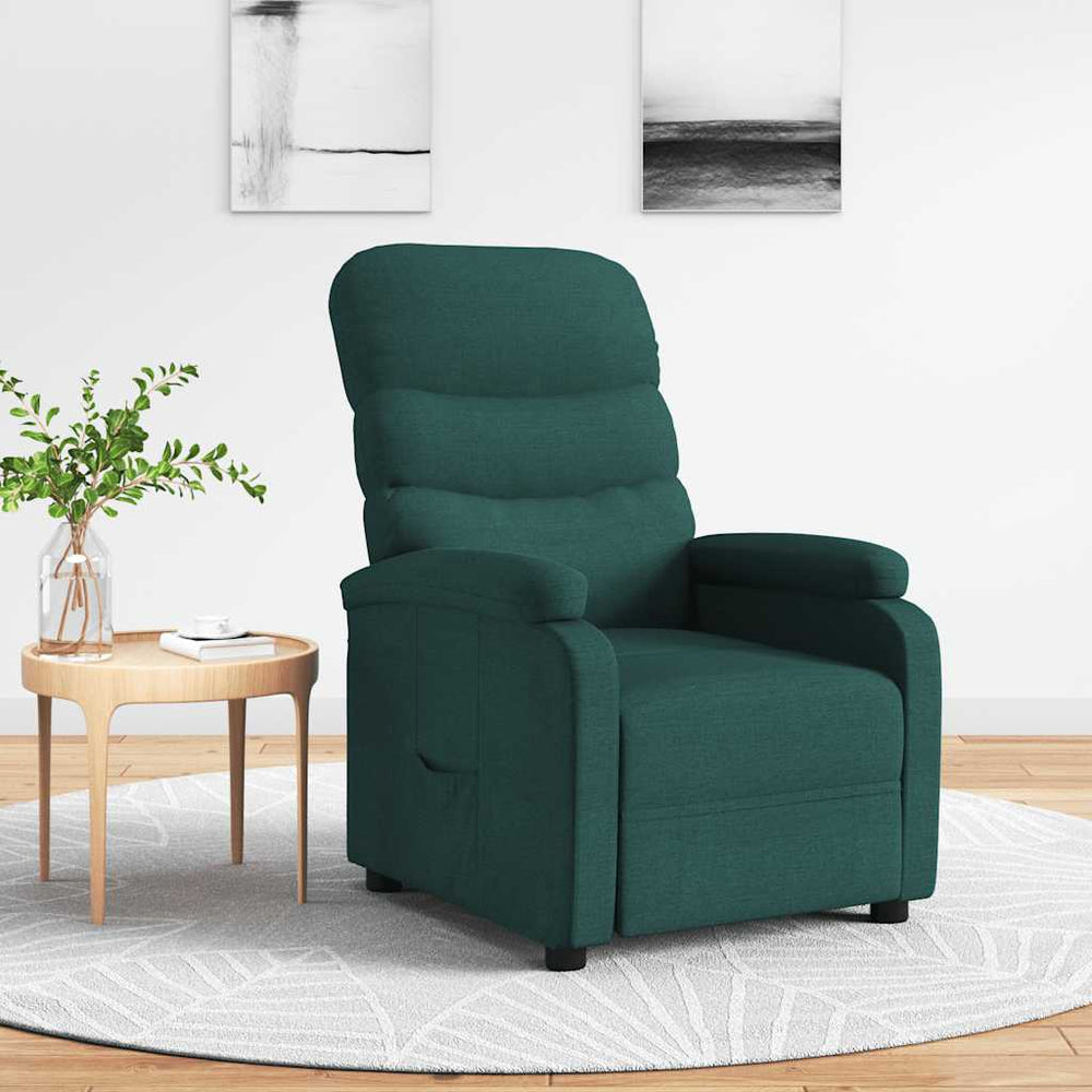 Recliner, dark green, fabric