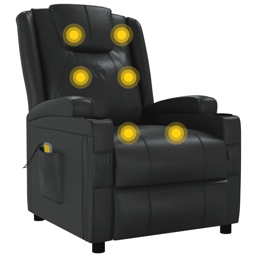 Massage chair, black, artificial leather