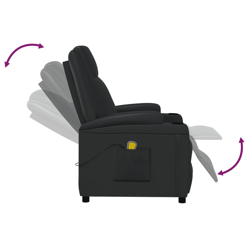 Massage chair, black, artificial leather