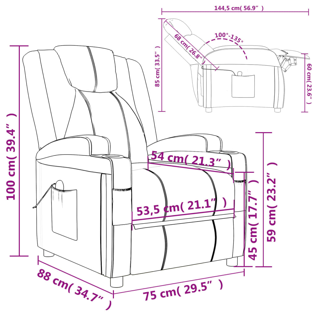 Massage chair, black, artificial leather