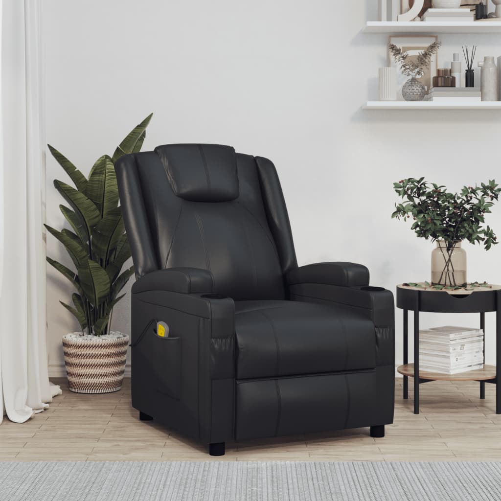 Massage chair, black, artificial leather