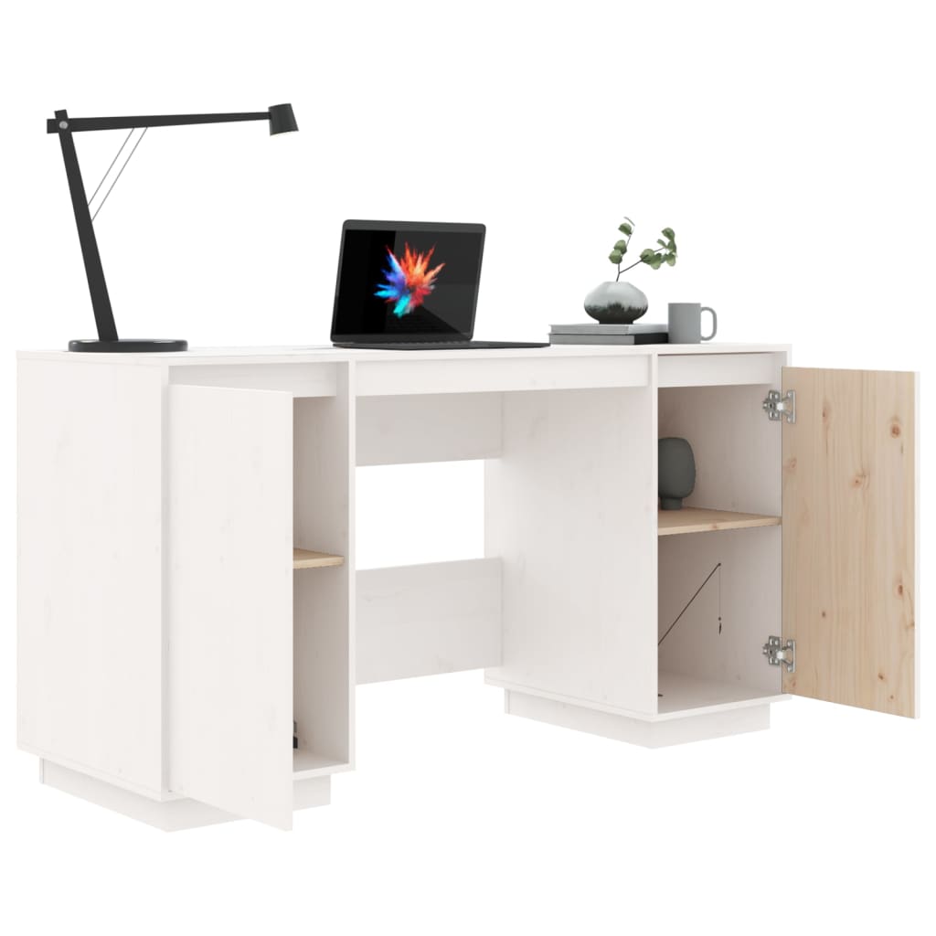 Desk, white, 140x50x75cm, solid pine
