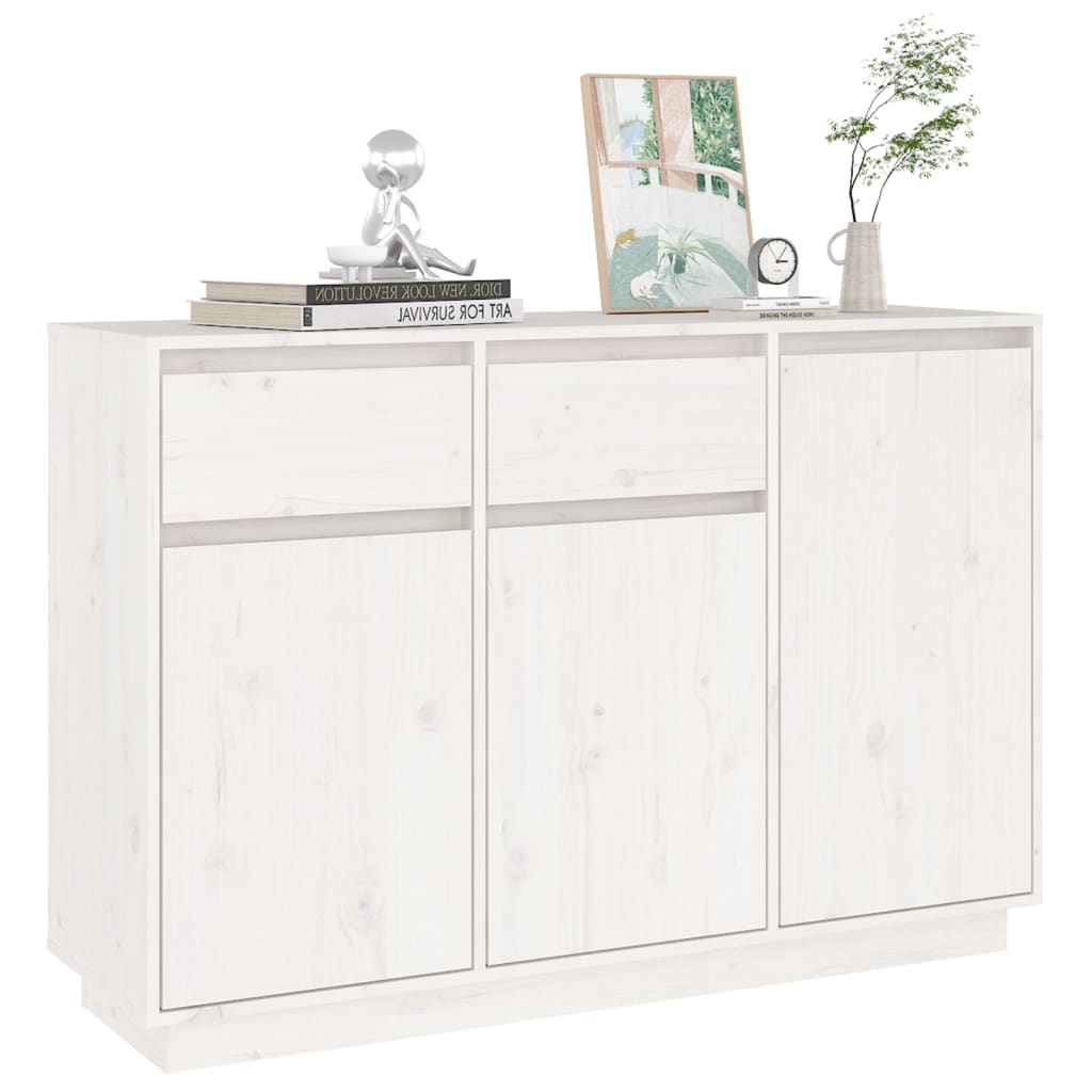 Sideboard, white, 110x34x75cm, solid pine