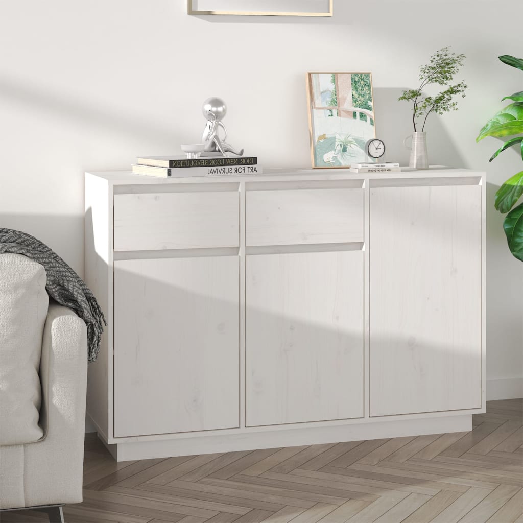 Sideboard, white, 110x34x75cm, solid pine