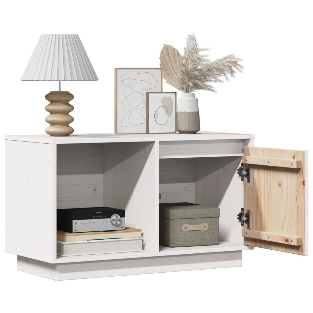TV bench, white, 74x35x44cm, solid pine