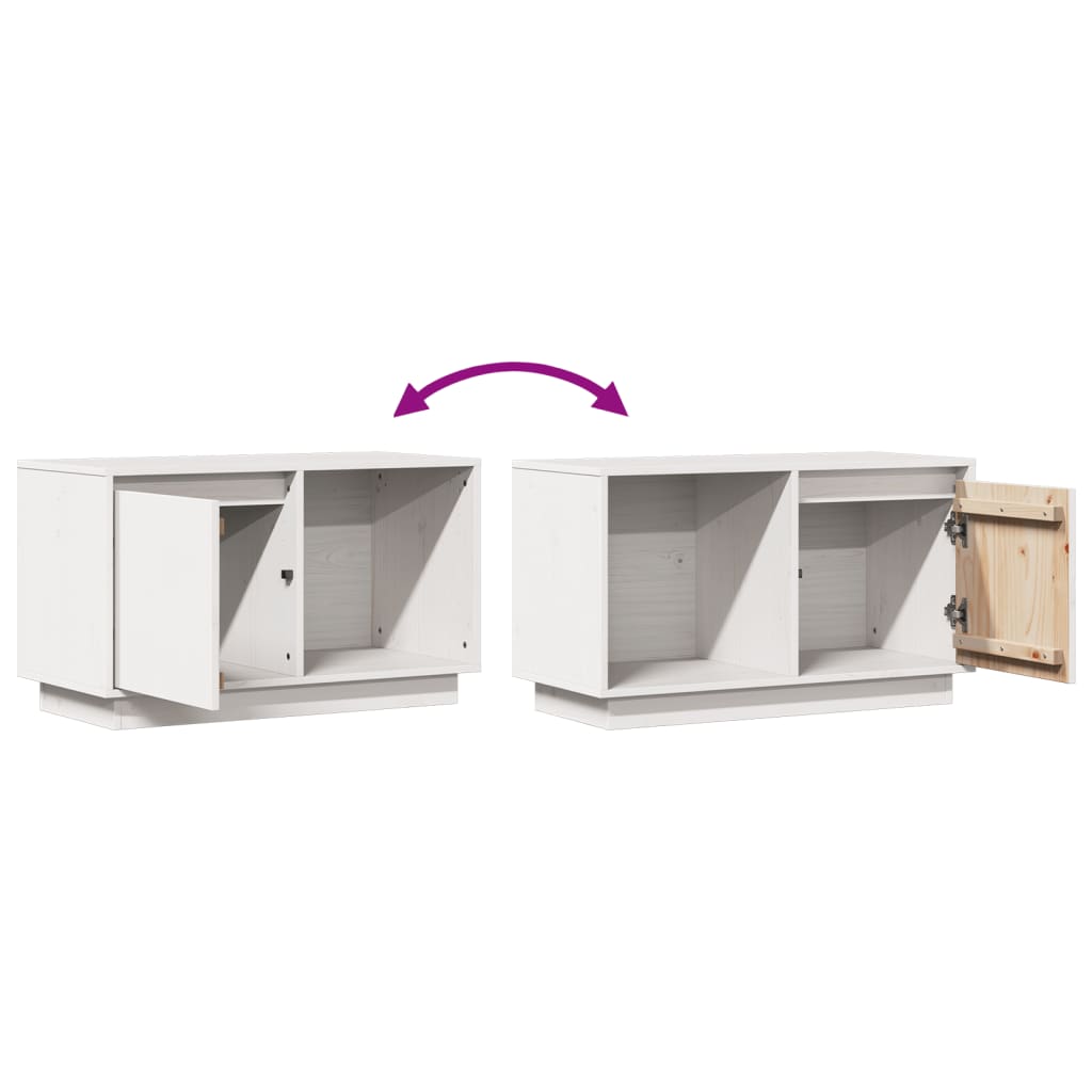 TV bench, white, 74x35x44cm, solid pine