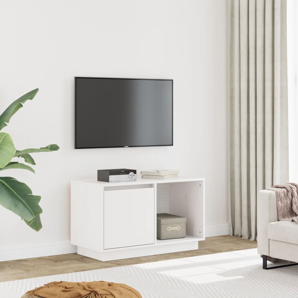 TV bench, white, 74x35x44cm, solid pine
