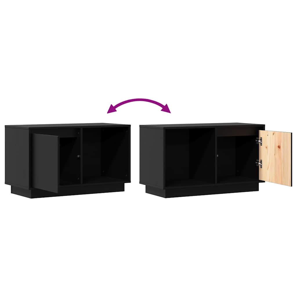 TV cabinet, black, 74x35x44cm, solid pine