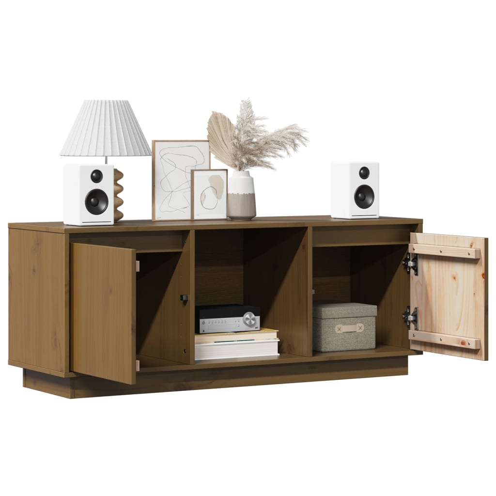 TV cabinet, honey brown, 110.5x35x44cm, pine