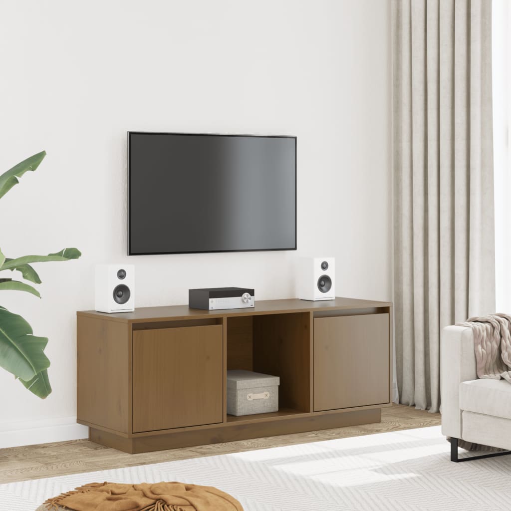 TV cabinet, honey brown, 110.5x35x44cm, pine