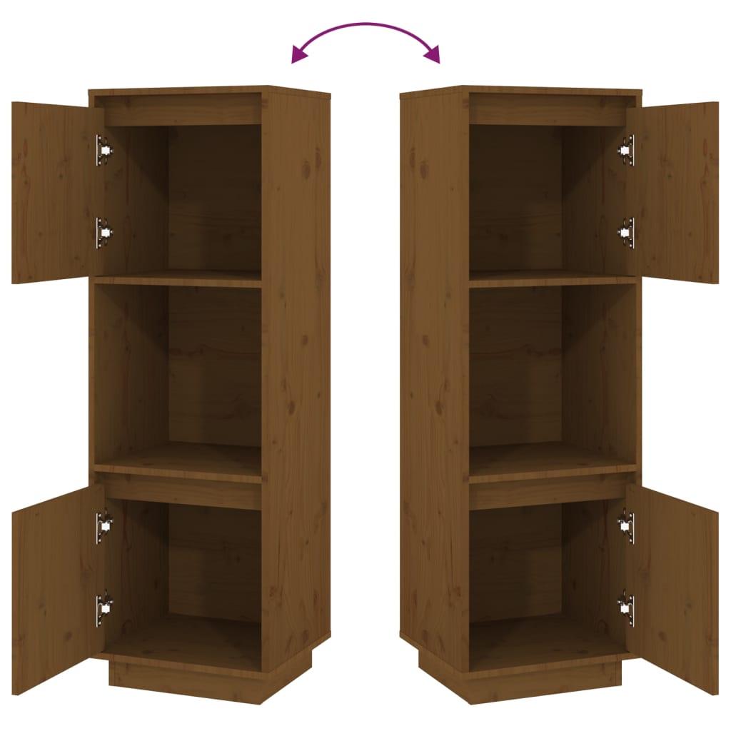 Chest of drawers, honey brown, 38x35x117cm, solid pine wood