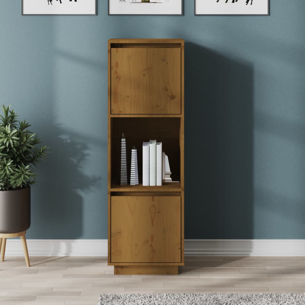 Chest of drawers, honey brown, 38x35x117cm, solid pine wood
