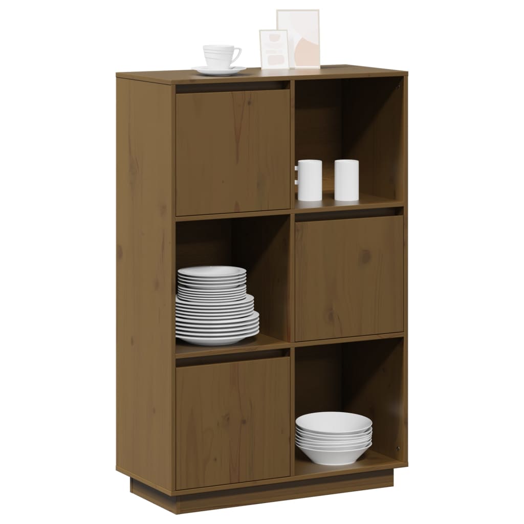 Chest of drawers, honey brown, 74x35x117cm, solid pine