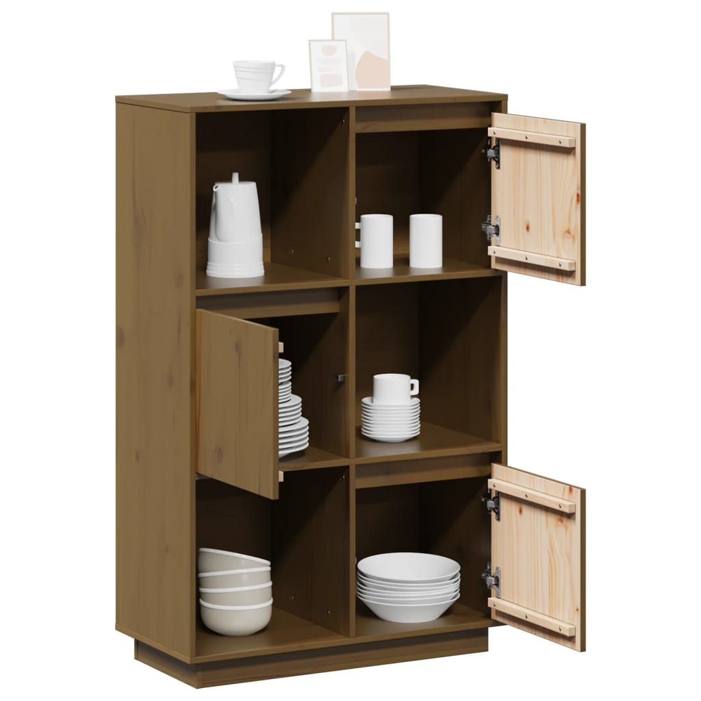 Chest of drawers, honey brown, 74x35x117cm, solid pine