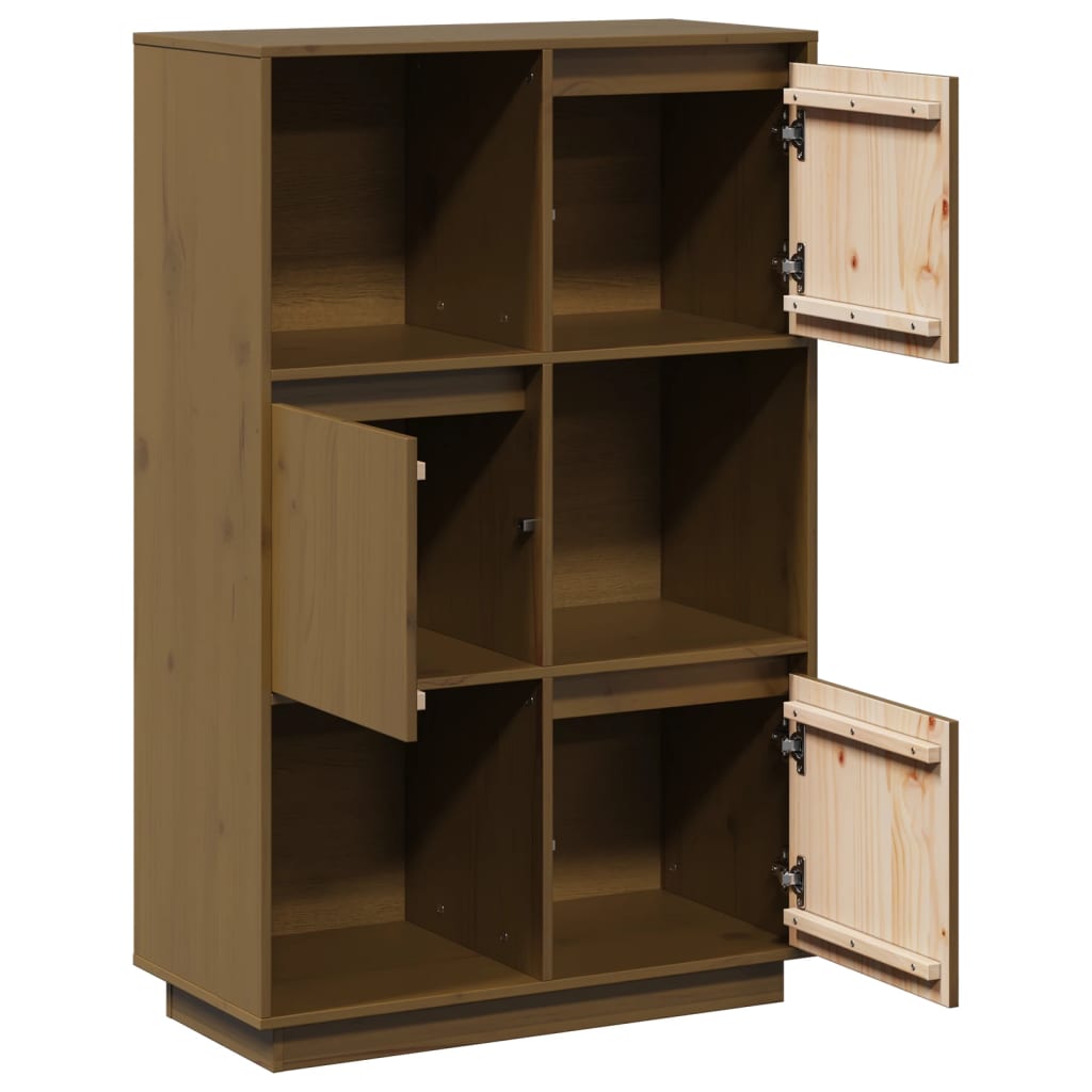 Chest of drawers, honey brown, 74x35x117cm, solid pine