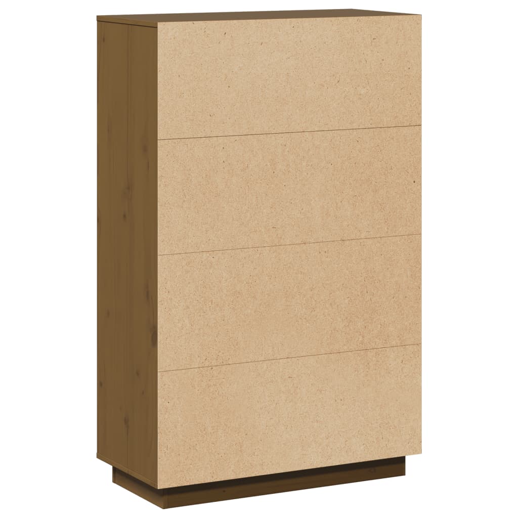 Chest of drawers, honey brown, 74x35x117cm, solid pine
