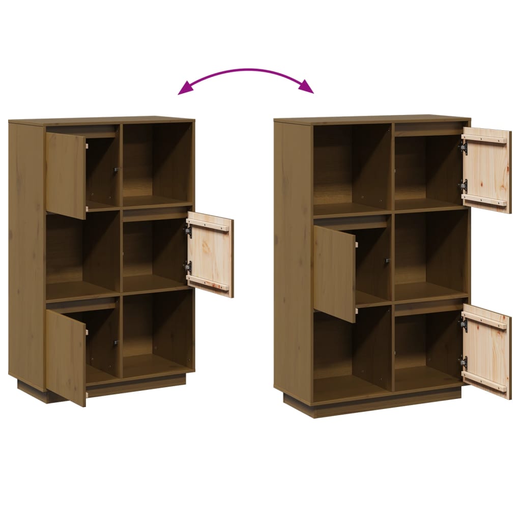 Chest of drawers, honey brown, 74x35x117cm, solid pine