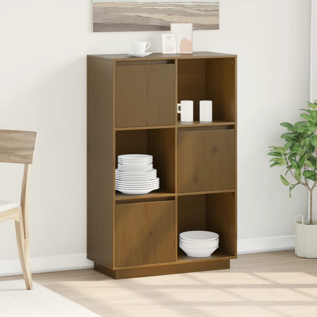 Chest of drawers, honey brown, 74x35x117cm, solid pine